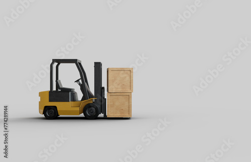 Isolated Forklift on White Background. 3D Rendered