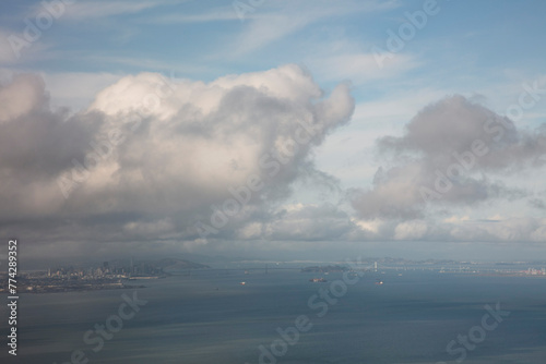 Aerial view of clouds and blue sky photo