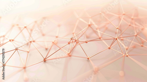 A subtle, rose gold network of connections spreading across a creamy, off-white background. This elegant image symbolizes the sophistication and intricacy of global technological networks. photo