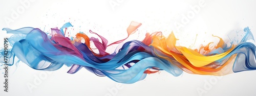 5D Lines of swirling paint splashed with white background.