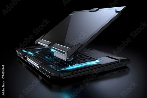 Cutting-Edge 3D Laptop Design with Futuristic Elemen