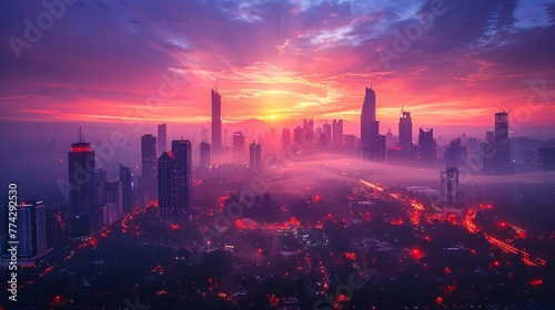 City Skylines  Photograph iconic city skylines during sunrise or sunset for dramatic effect