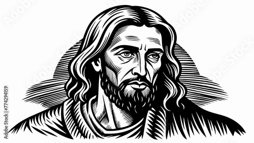 Minimalist hand-drawn simple cute jesus christianity symbol logo tshirt ai victor silhouette graphic elemant design illustration