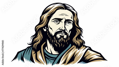 Minimalist hand-drawn simple cute jesus christianity symbol logo tshirt ai victor silhouette graphic elemant design illustration