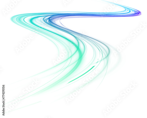 Abstract neon light rays background. A colorful motion background of city light trails. Vector PNG. Image of speed motion on the road.	