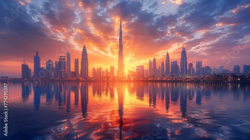 City Skylines  Photograph iconic city skylines during sunrise or sunset for dramatic effect