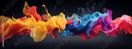 Dive into the world of creativity with a mesmerizing 3D visualization of swirling paint splashes capturing the essence of artistic expression.