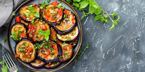 Eggplant Parmigiana with Oregano Slices. Concept Dinner Recipes, Italian Cuisine, Vegetarian Meals, Baked Dishes, Flavorful Herbs
