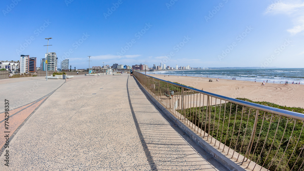Beach Promenade Walking Pathway Steel Railing Ocean  Durban