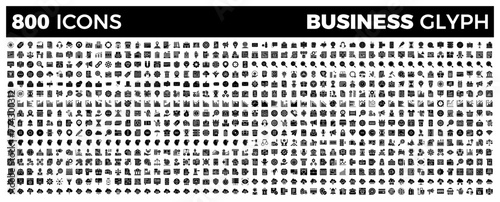 Big set of 800 Business web icons in Glyph style collection. Vector illustration.