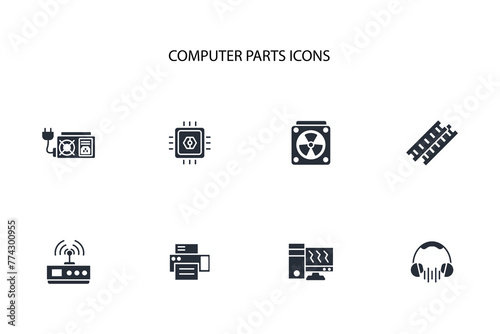 Computer parts icon set.vector.Editable stroke.linear style sign for use web design,logo.Symbol illustration.