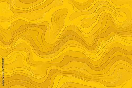 Mustard topographic line contour map seamless pattern background with copy space 