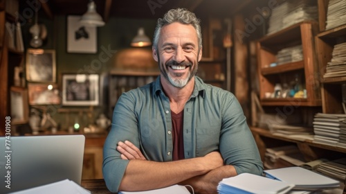 A Confident Man at His Desk