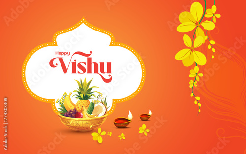 Happy Vishu Festival Greeting background Template Design Illustration 