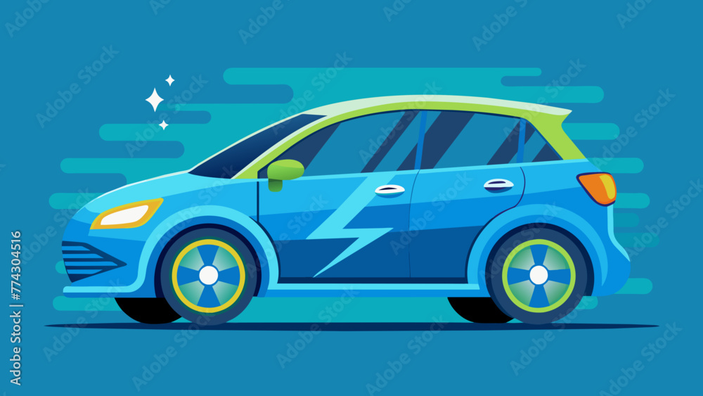 Modern EV Electric Car, Vector graphics element silhouette illustration