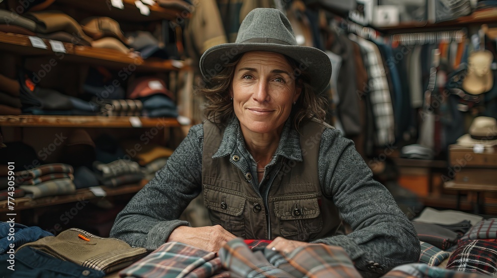 Experienced Female Retailer in Her Outdoor Apparel Shop - Rustic Aesthetic