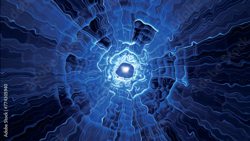 Abstract colorful fractal noise liquid wave. Technology background. Circular rotation of a fantastic circle of multi-colored waves. 3D vector illustration