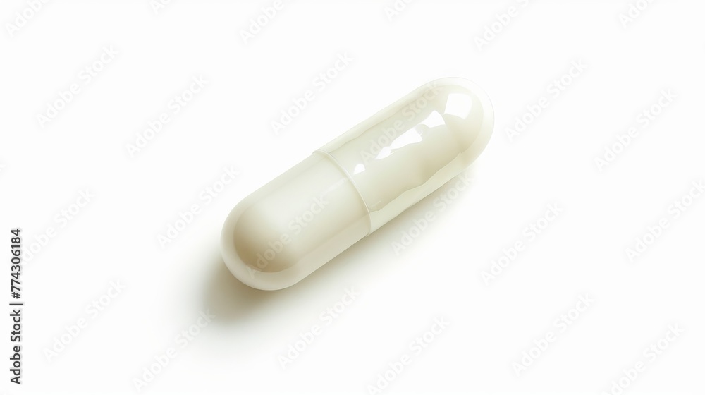 Medicinal suppository on a white background. Single healthcare capsule with a glossy finish. Concept of targeted medication, medical treatment, drug delivery, and specific therapeutic application. Medicinal suppository on a white background. Single healthcare capsule with a glossy finish. Concept of targeted medication, medical treatment, drug delivery, and specific therapeutic application.