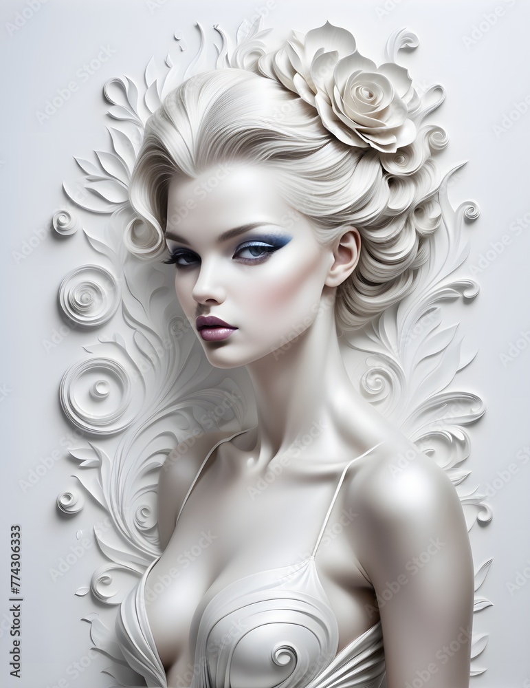 Fototapeta premium Wall painting in the style of avant-garde and minimalism. Portrait abstraction.