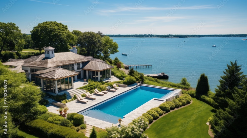 Mediterranean inspired villa with a sprawling garden and a private beach access in the exclusive Hamptons, New York Mediterranean inspired villa with a sprawling garden and a private beach access in the exclusive Hamptons, New York