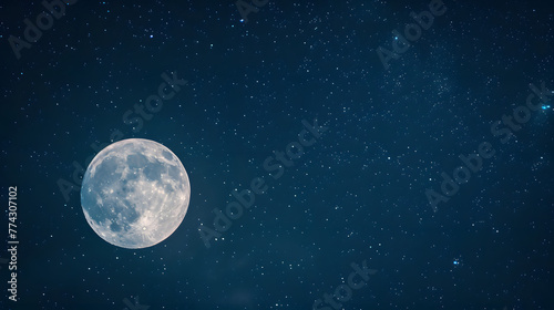 Awe-Inspiring Night Sky: A Serene Scene of a Glowing Full Moon Illuminating the Darkness