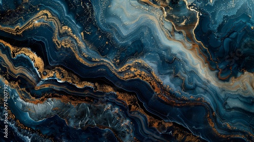 Waves of Cosmic Marble Coast: A Dark Blue and Brown Swirling Landscape Generative AI