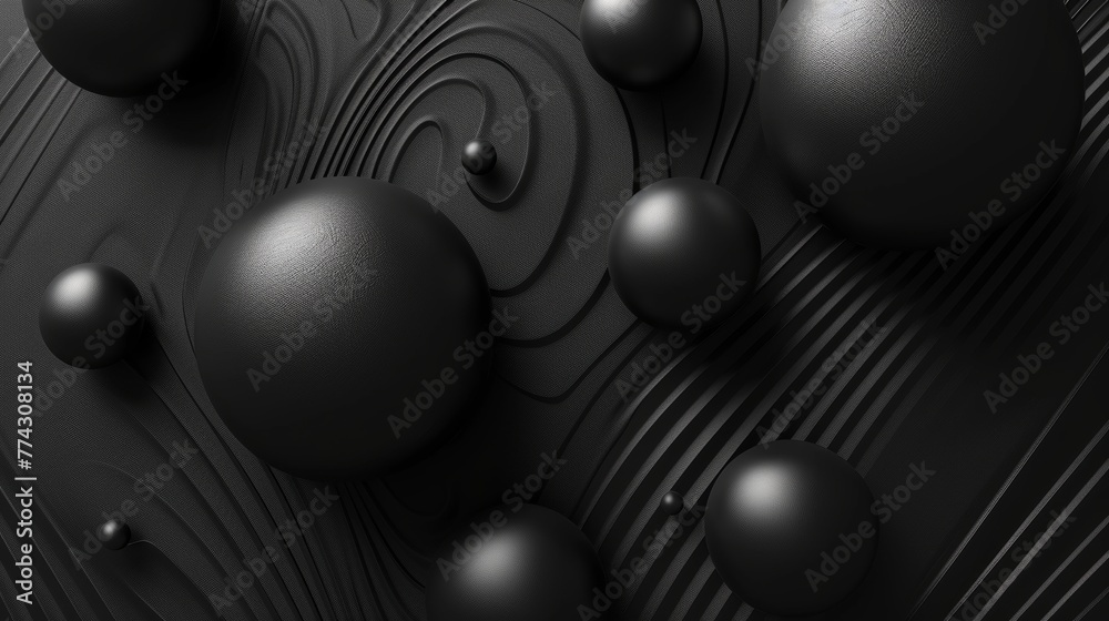 Abstract Background with Dynamic Black and Rubber Bubbles Stripe Pattern on Spheres Generative AI - obrazy, fototapety, plakaty 