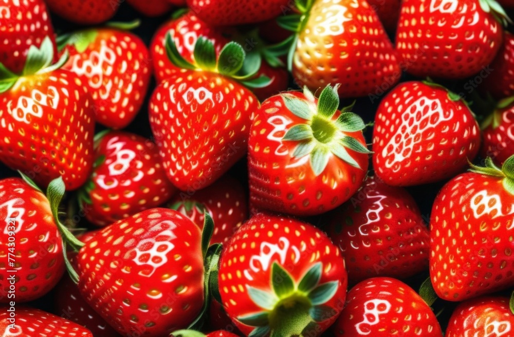 background from freshly harvested strawberries, directly above background from freshly harvested strawberries, directly above