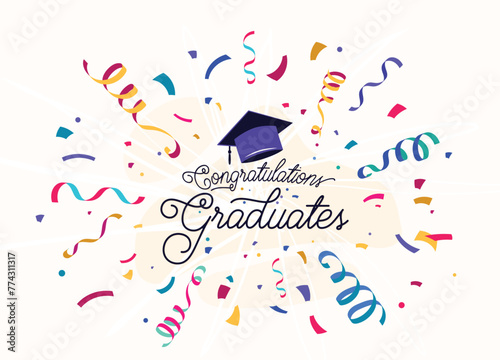 Congratulations graduates vector background. Congrats illustration