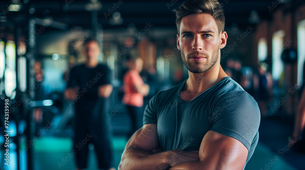 Fit Man at Gym, Muscular Male Athlete at Fitness Center, Gym Training Fit Man at Gym, Muscular Male Athlete at Fitness Center, Gym Training
