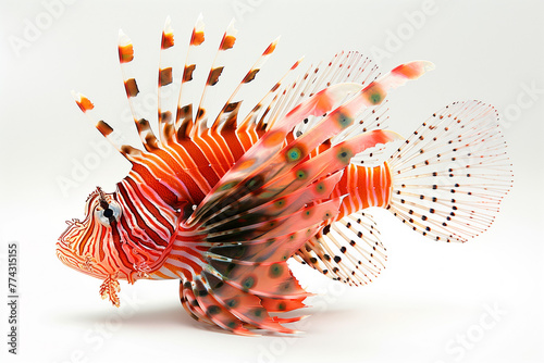 Lionfish isolated against a plain white background