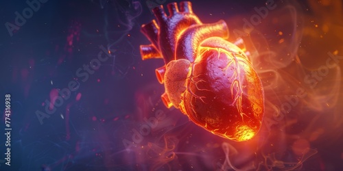 glowing human heart concept Generative AI