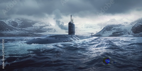 submarine in the ice Generative AI photo