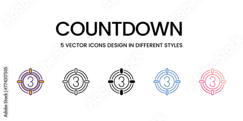 Countdown  icons different style vector stock illustration