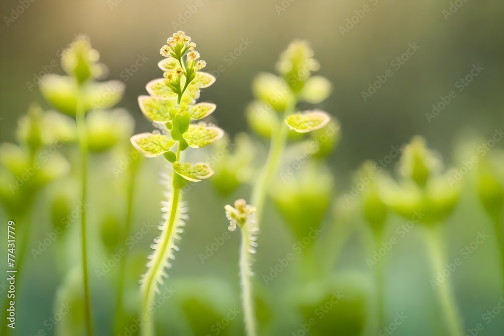 Closeup of alumroot (Heuchera micrantha) flower against a blurred background with copyspace Closeup of alumroot (Heuchera micrantha) flower against a blurred background with copyspace