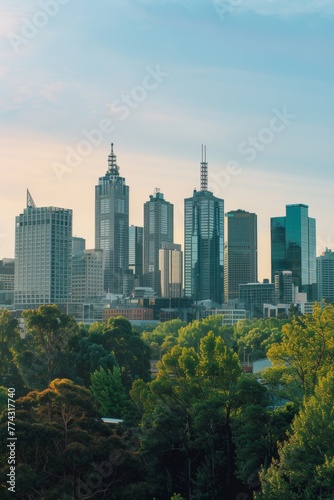 city with skyscrapers and parks bird s eye view Generative AI