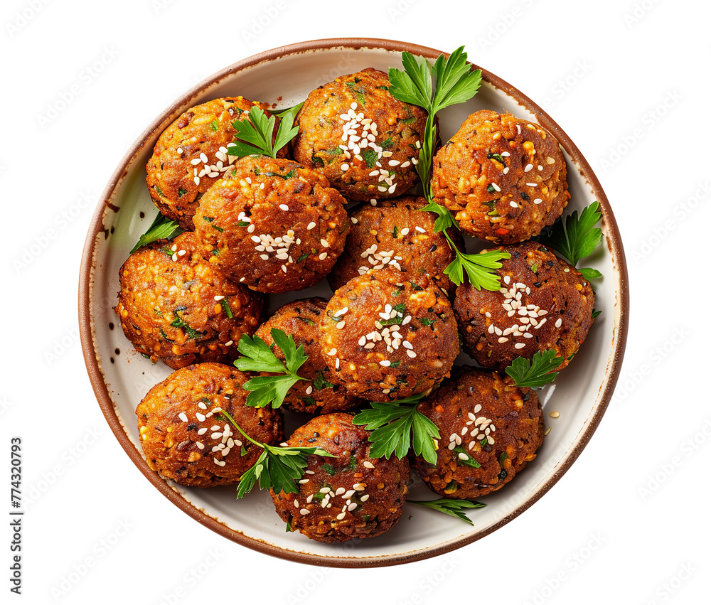 Falafels in a plate on transparent background Falafels in a plate on transparent background