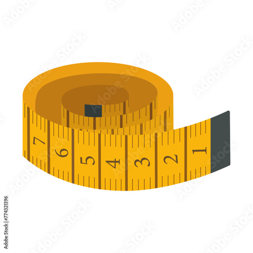 Measurent tape flat icon isolated on white. Weight loss concept. Vector illustration photo