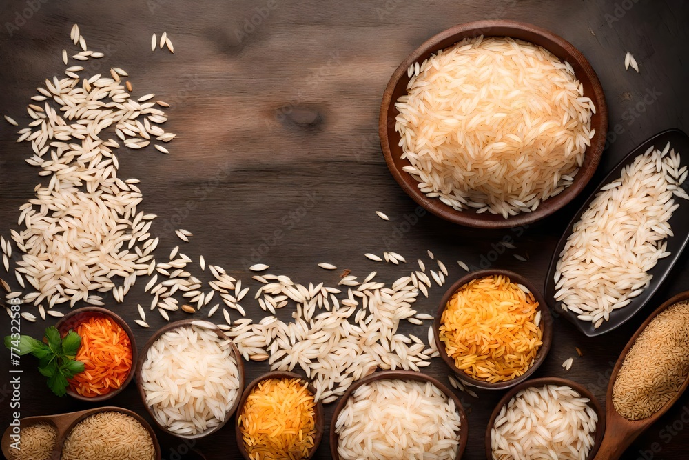 Top view rice composition with copyspace