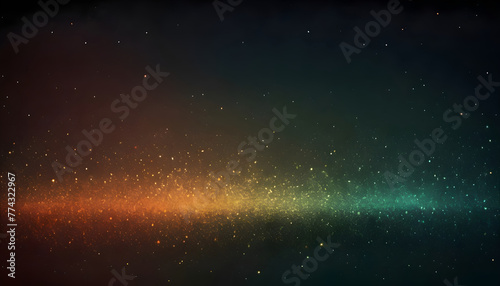 Black dark, green, red, orange, brown, gold, shiny glitter abstract gradient background with space. Twinkling glow stars effect. Like outer space, night sky, universe. Rusty, rough surface, grain