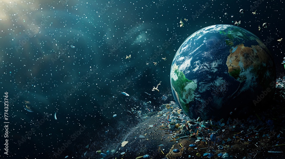 Earth globe  in waste