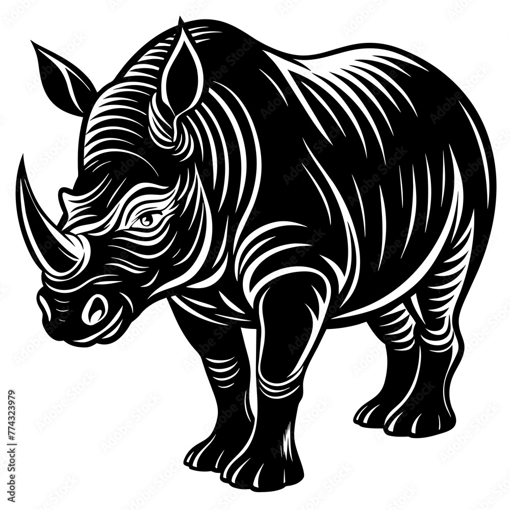 Obraz premium rhinoceros silhouette vector illustration svg file