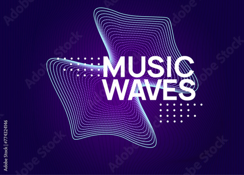 Edm Event. Soundwave Radio Illustration. Violet Dance Background. Festival Vector. Dj Trance Graphic. Pink Fest Banner. Night Club Magazine. Blue Edm Event