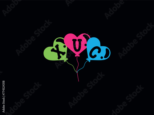 Coloful XUC Love Heart Letter Logo photo