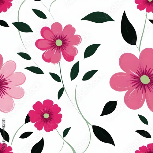 Leaves and floral pattern in plain background