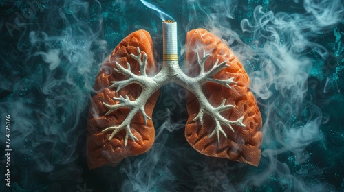 Conceptual Image for World No Tobacco Day: Anti-Smoking and Healthy Lungs Generative AI #774325176