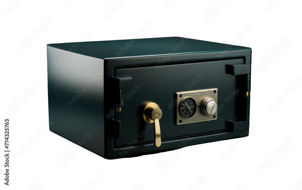A black safe box with a combination lock, guarding its contents with unwavering security A black safe box with a combination lock, guarding its contents with unwavering security