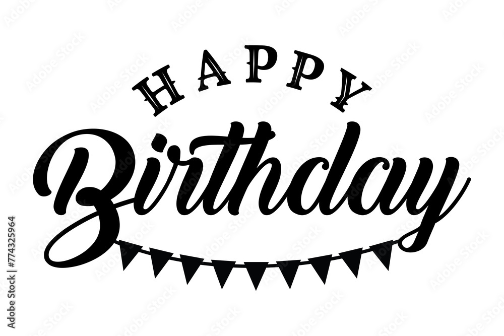 Happy Birthday typography lettering vector illustration.