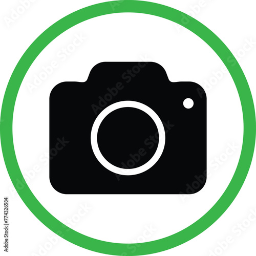 Camera allowed zone icon . Photo allowed sign . Vector illustration