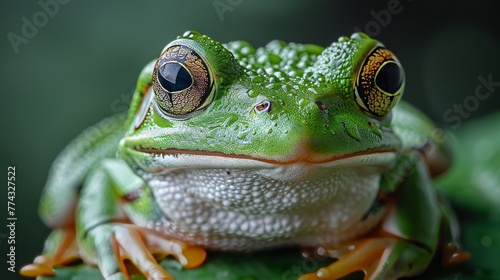 Isolated Green Tree Frog on Pure White Background Generative AI